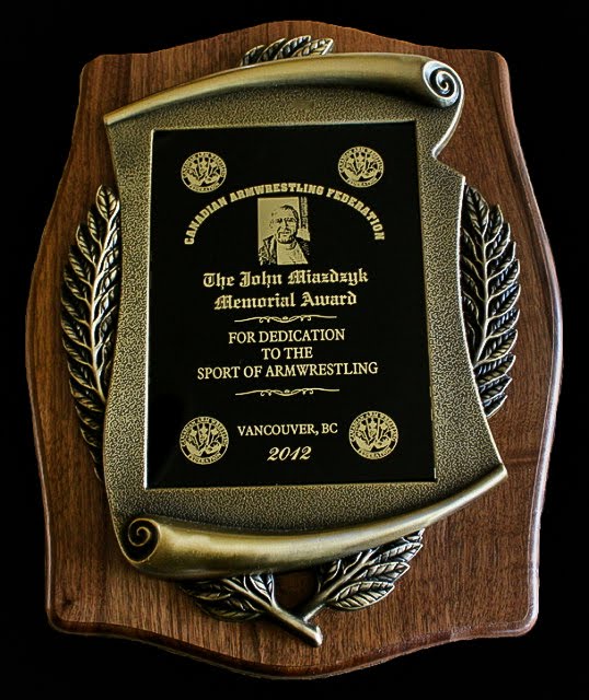 The John Miazdzyk Memorial Award plaque
